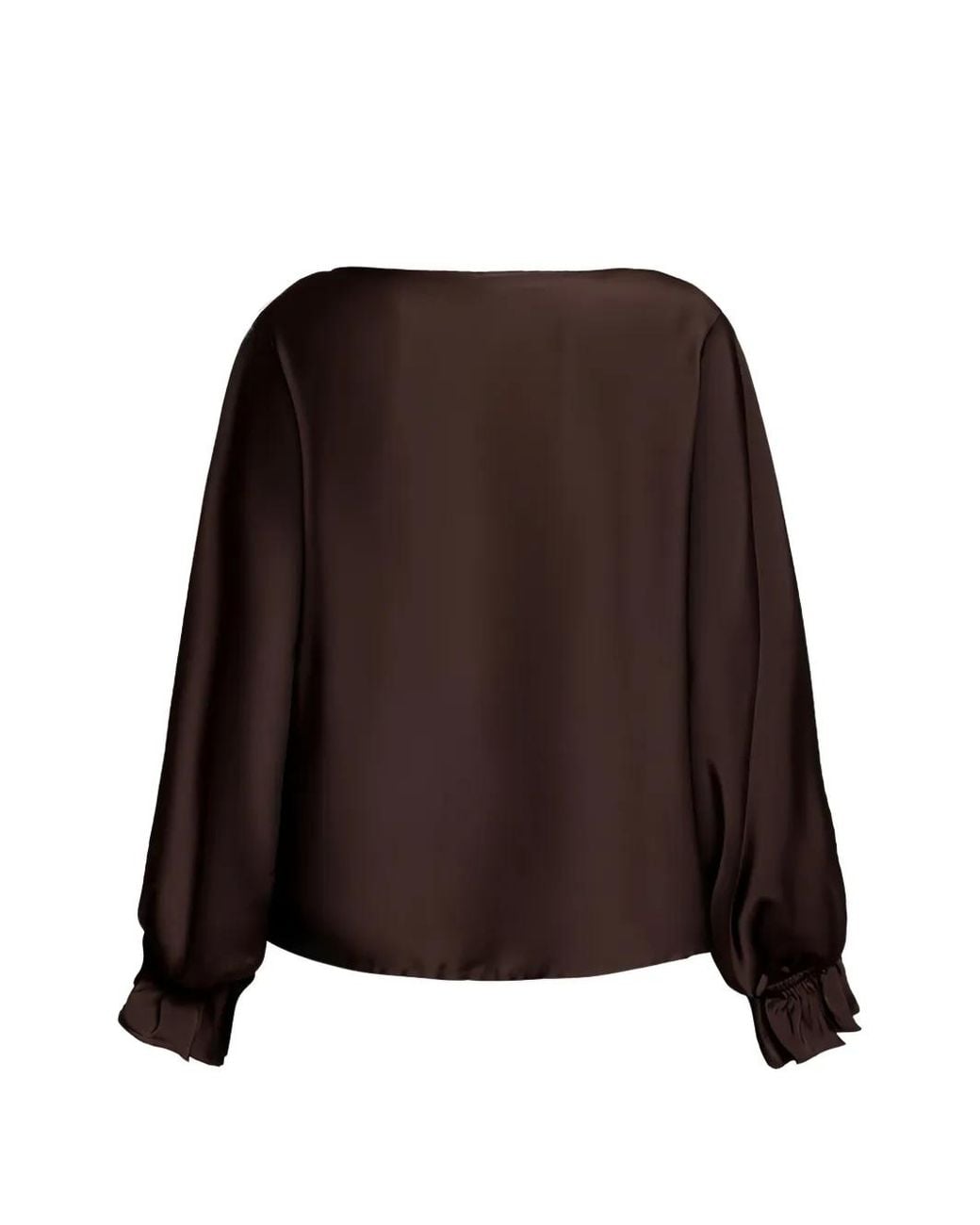 Vera Mont Brown Ruffled-Cuff Long-Sleeve Blouse