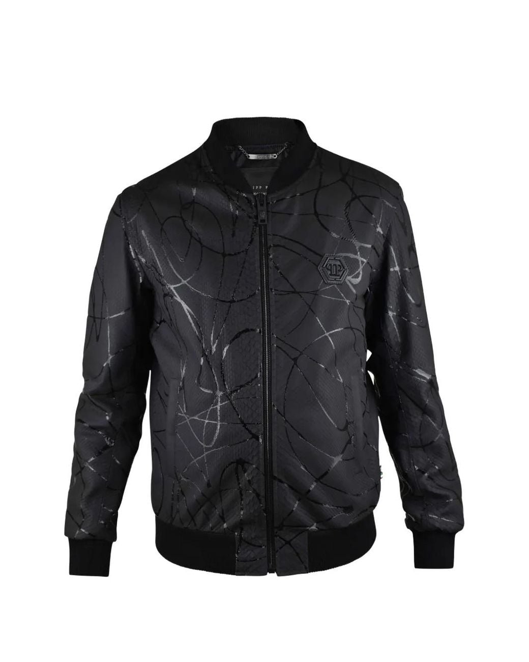 Philipp Plein Black Veste En Cuir À Effet Peau De Python for men