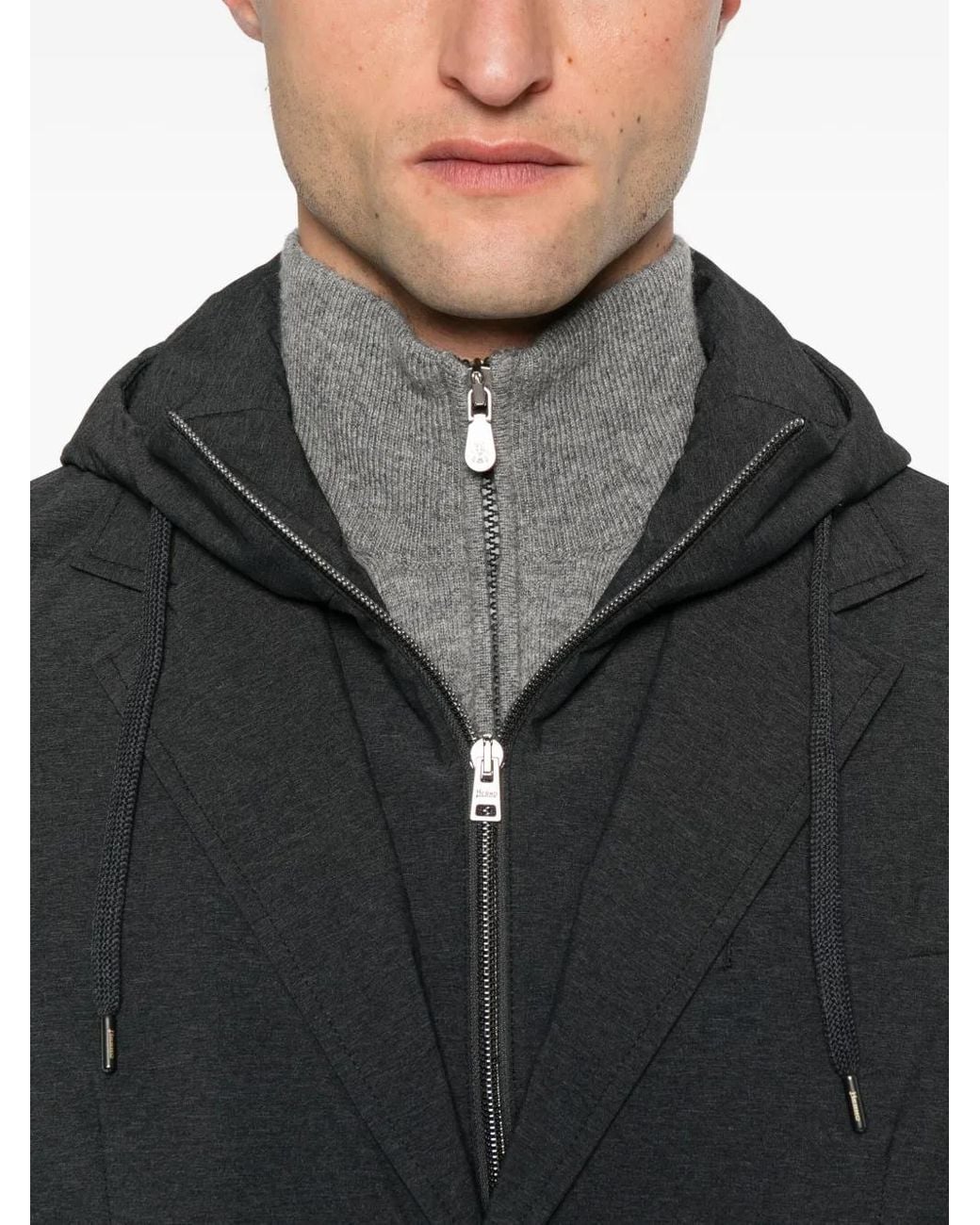 Herno Black Tailored Jacket With Detachable Hood for men