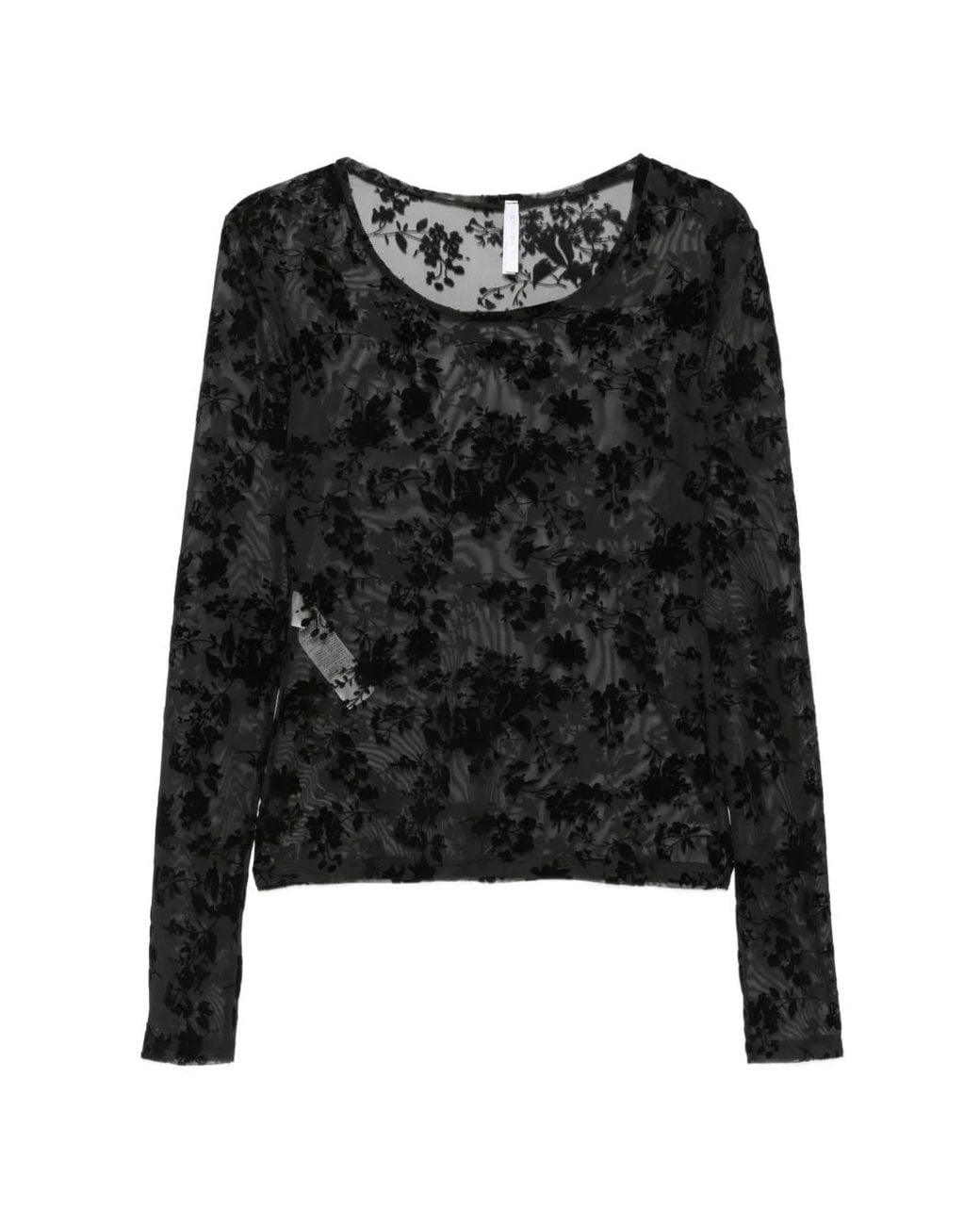 Imperial Black Floral-Devoré Long-Sleeve Top