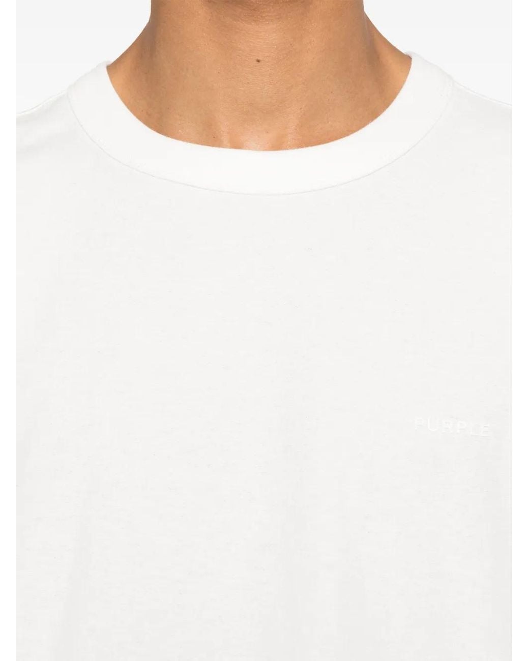 Purple Brand White Textured Cotton T-Shirt for men