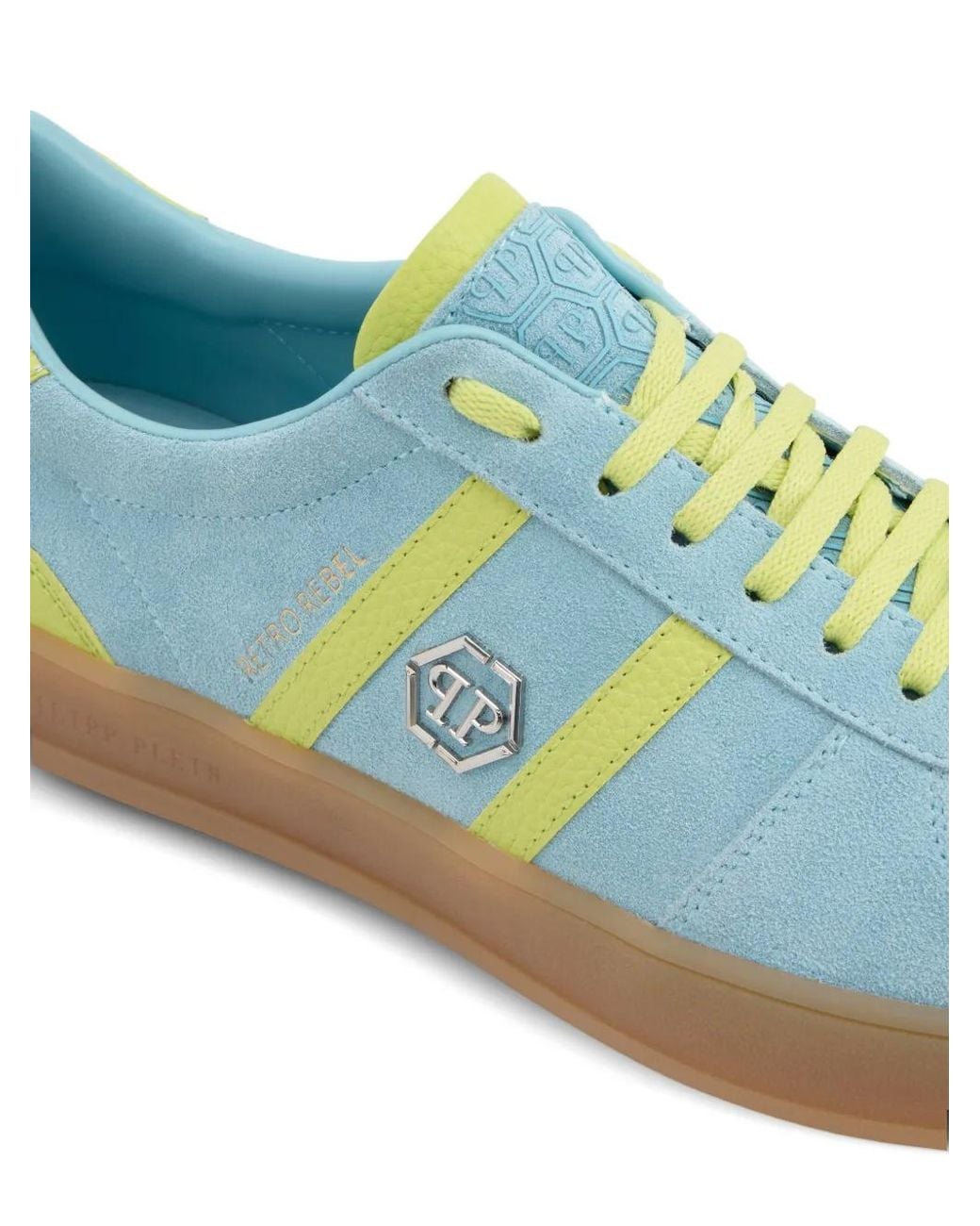 Philipp Plein Blue Stripe Logo Sneakers