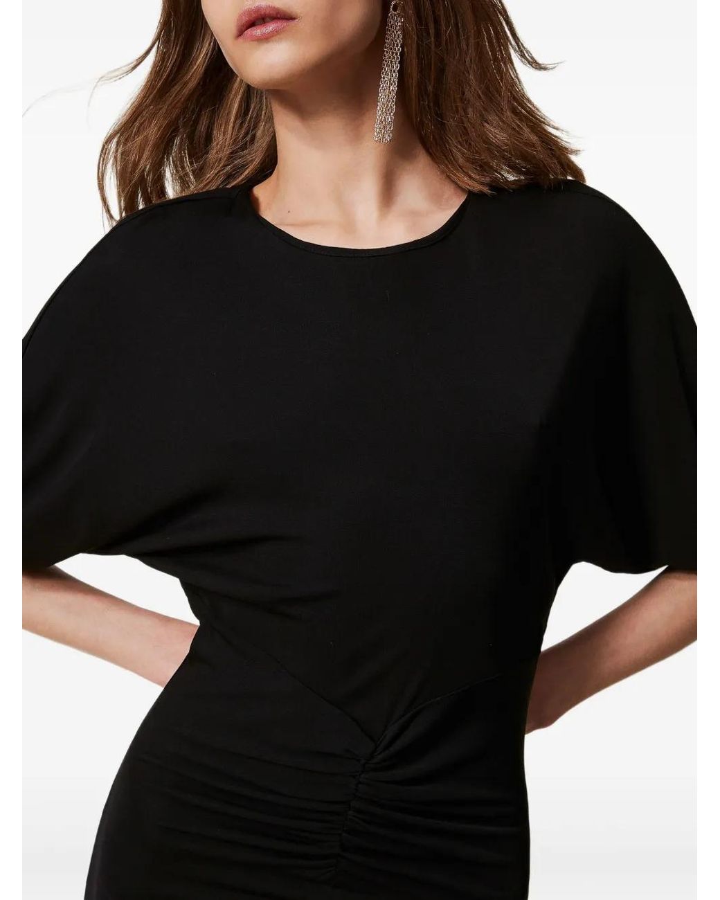 Twinset Black Puff-Sleeve Midi Dress