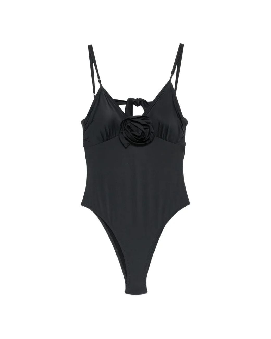 Moschino Black Floral-Appliqué Swimsuit