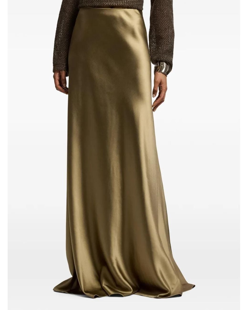 Ralph Lauren Natural Masina Satin Maxi Skirt