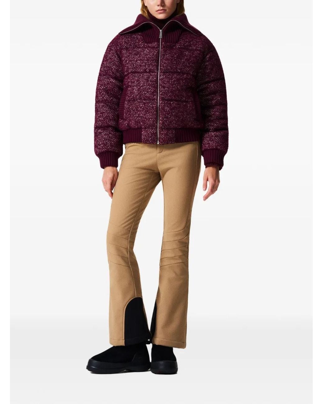 Perfect Moment Red Bouclé-Wool Padded Jacket