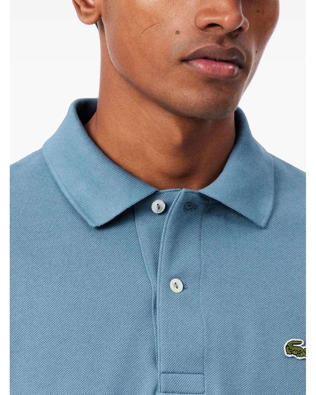 Lacoste Blue Classic Fit Original Logo-Patch Polo Shirt for men