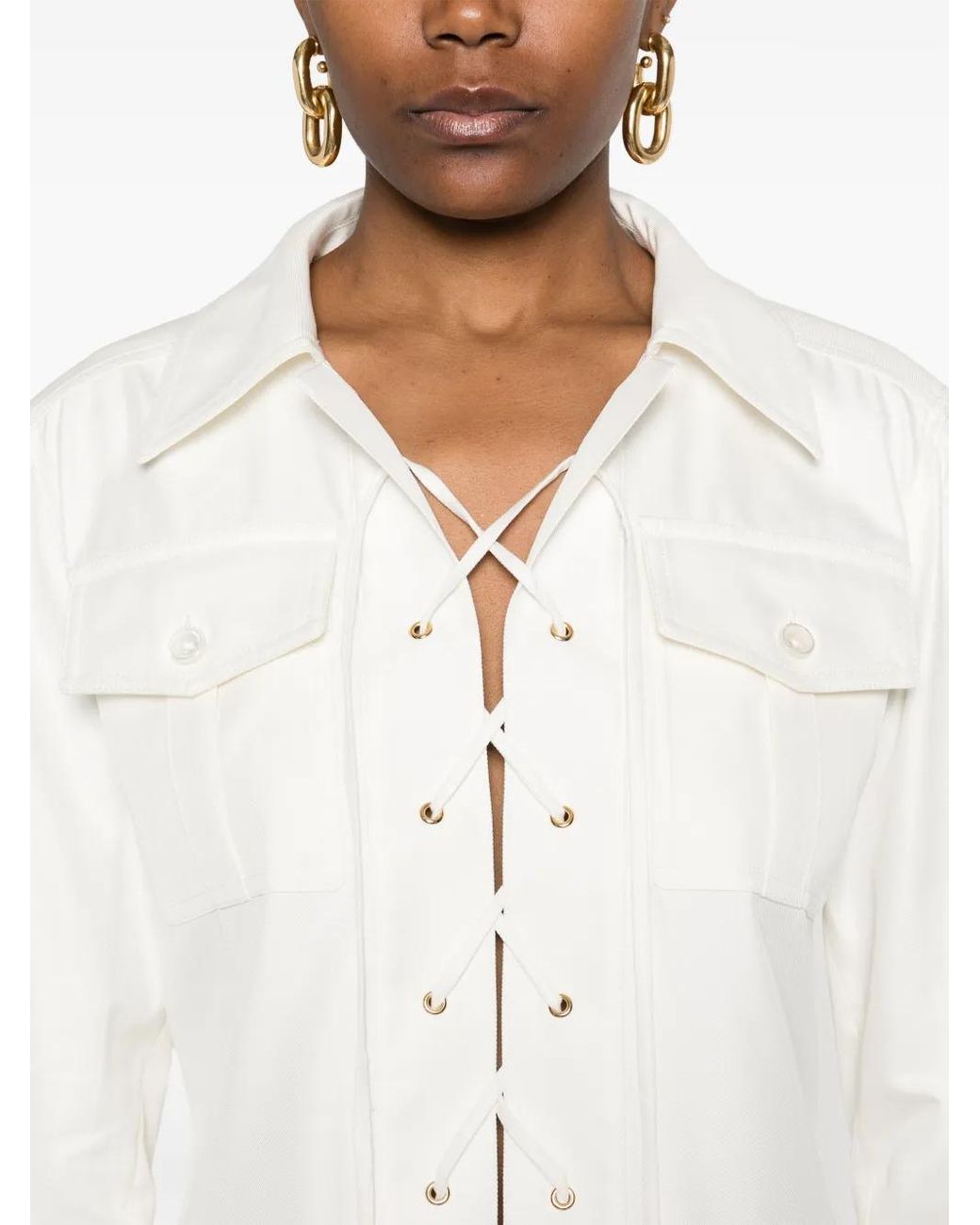 Tom Ford White Crossover-Drawstring Tunic