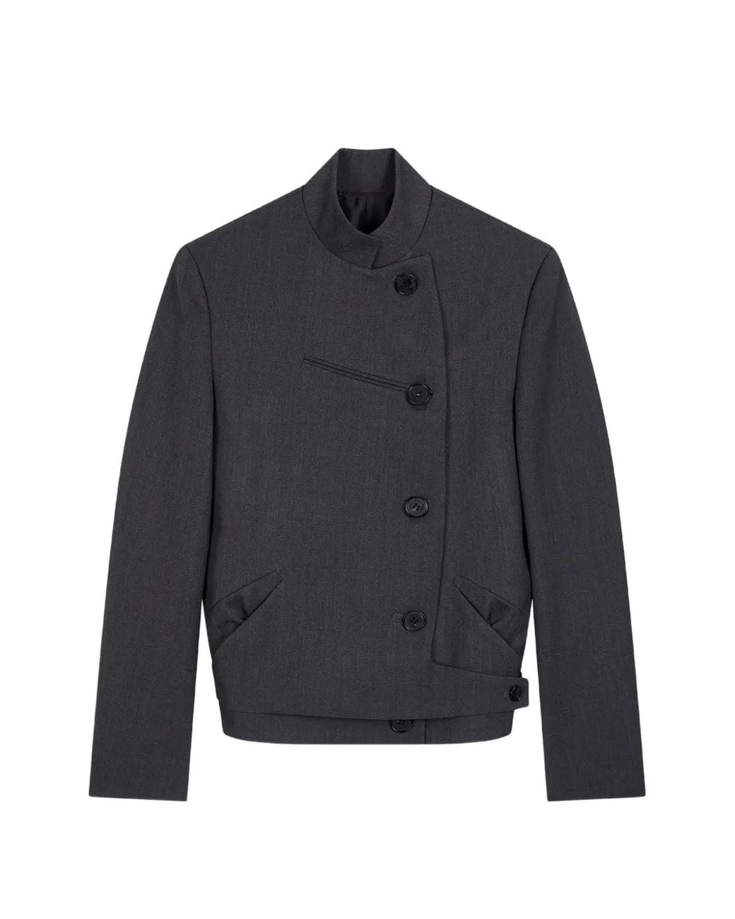 OPEN YY Blue Asymmetric Button-Up Jacket