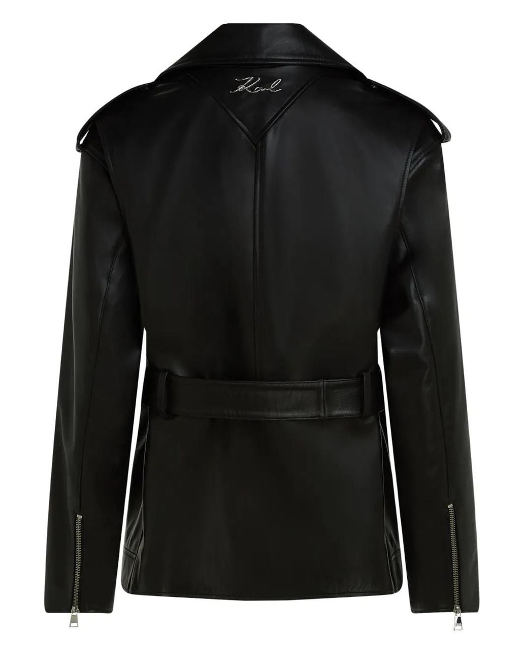 Chaqueta Biker Con Cinturón Karl Lagerfeld de color Black