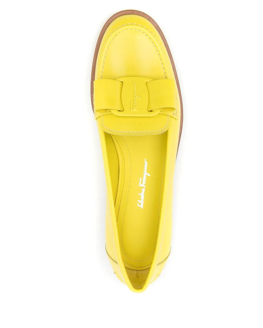 Ferragamo Yellow Viva Bow Loafers