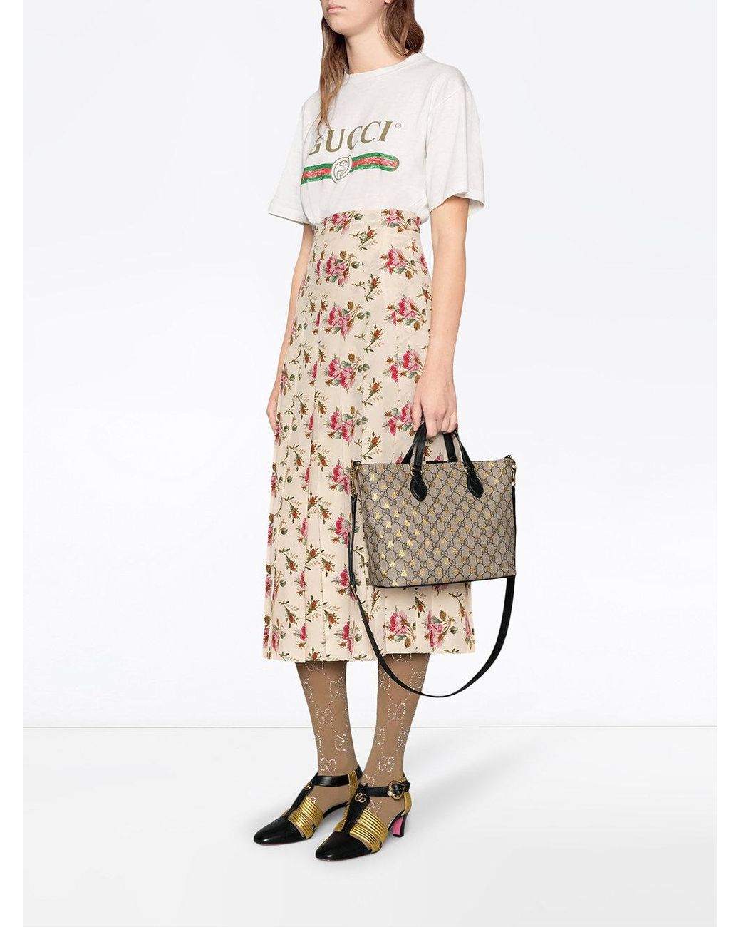 Gucci Bee Gg Supreme Canvas Tote in Natural Lyst Canada