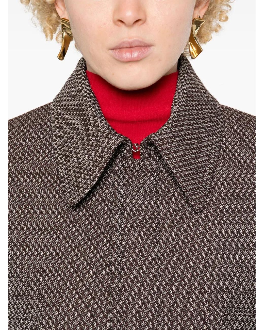 Victoria Beckham Gray Jacquard Single-Breasted Coat