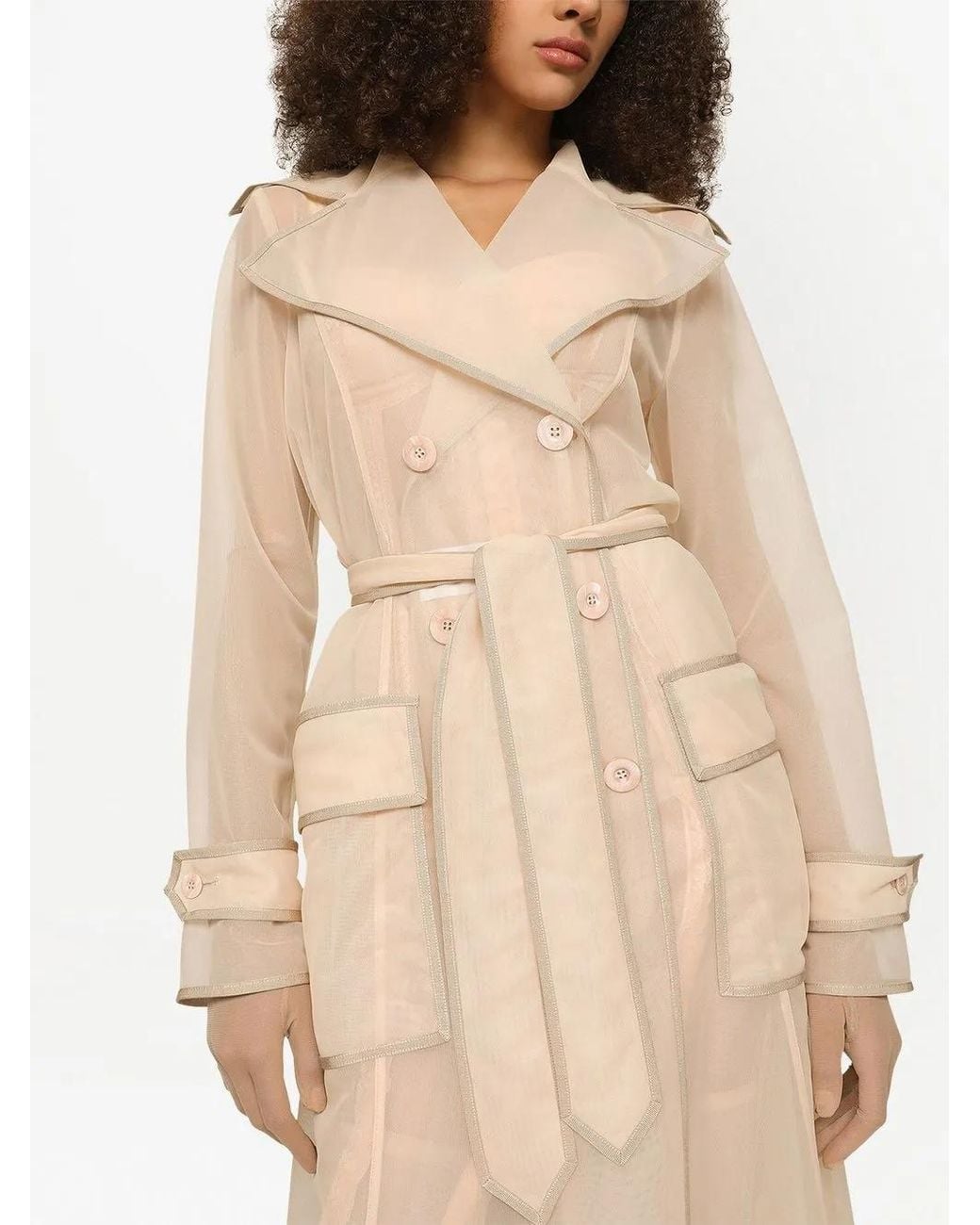 Dolce & Gabbana Natural Tech Marquisette Belted Trench Coat