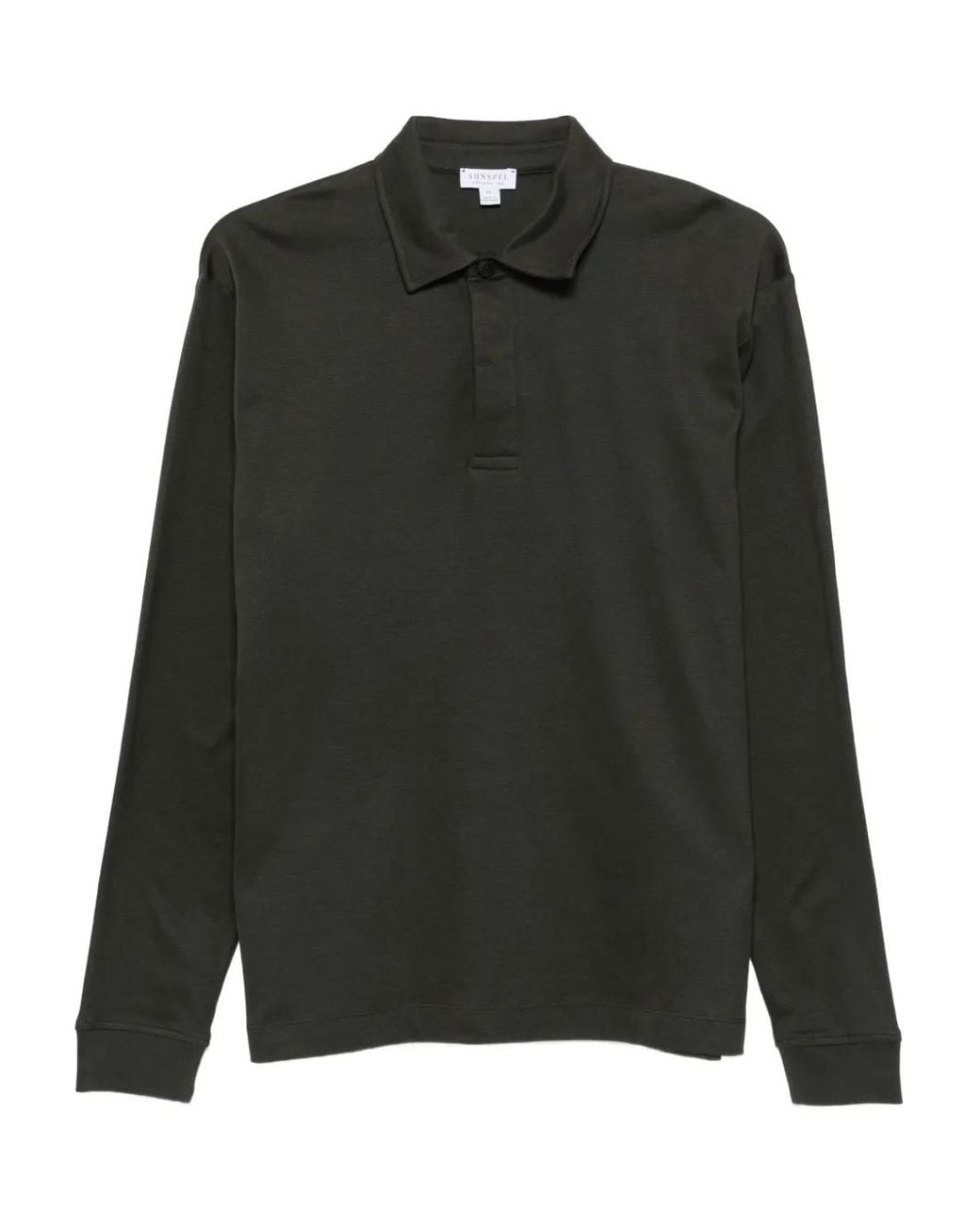 Sunspel Green Long-Sleeve Polo Shirt for men