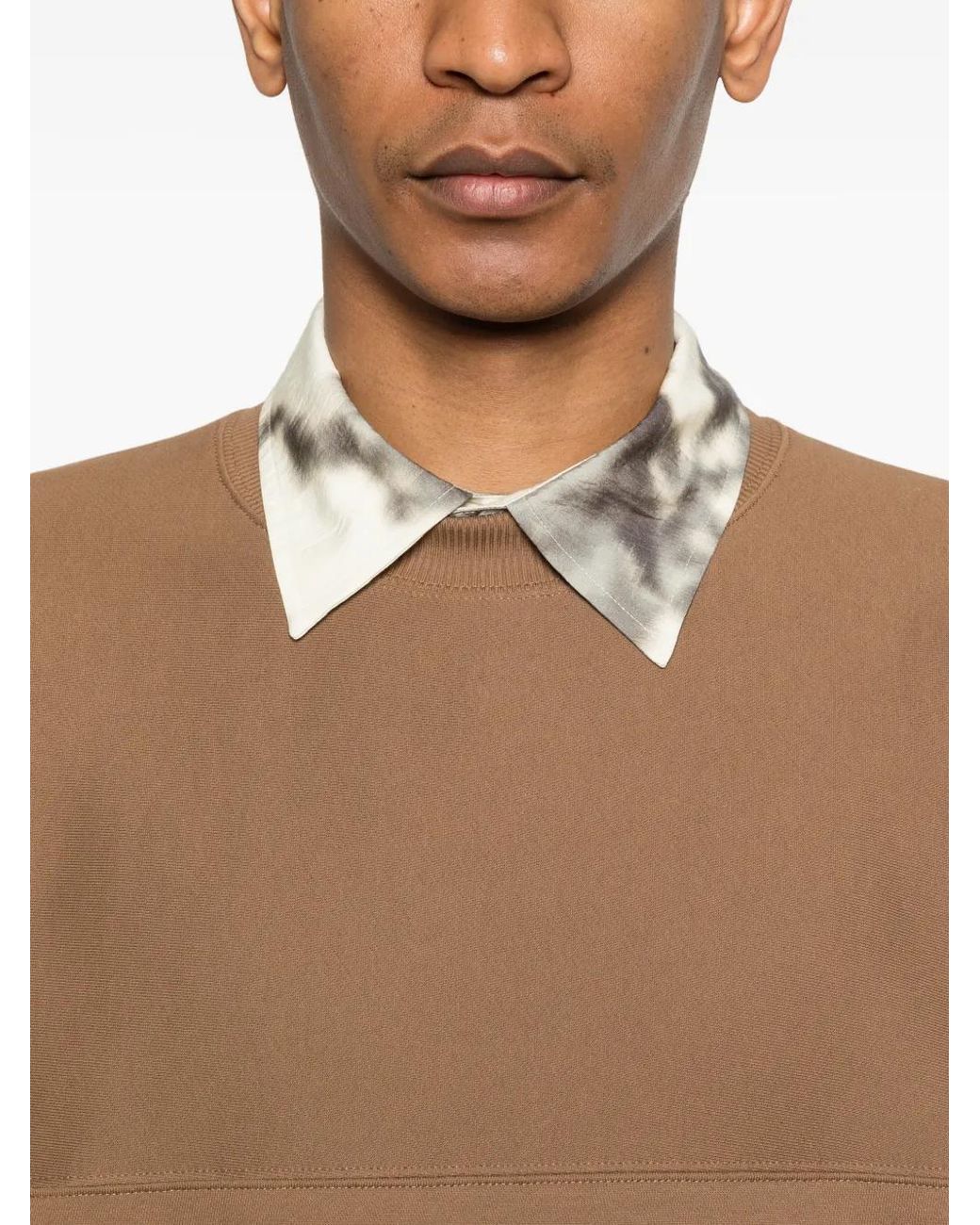 Jil Sander Brown Panelled Crew-Neck T-Shirt for men