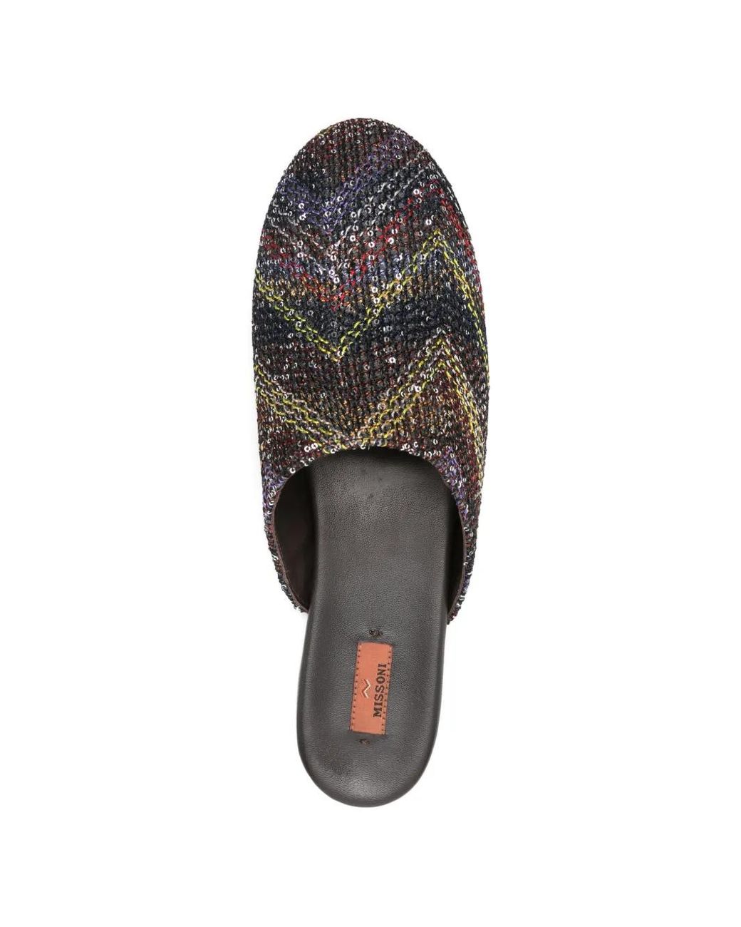 Missoni Gray Sequined Flat Mules