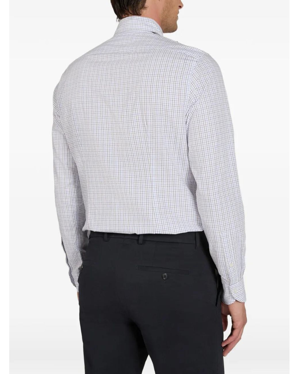 Glanshirt White Checked Cotton Shirt for men