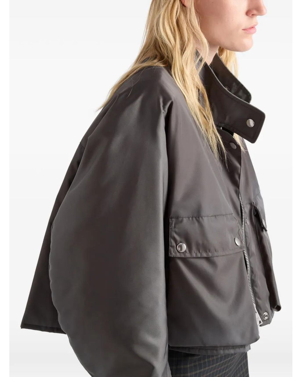 Prada Gray Cropped Re-Nylon Jacket