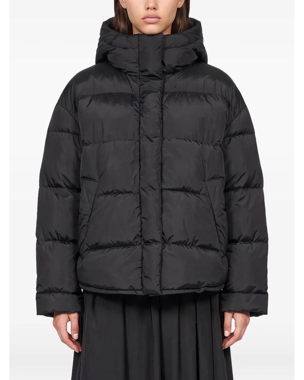 Weekend by Maxmara Black Hooded Quilted Coat