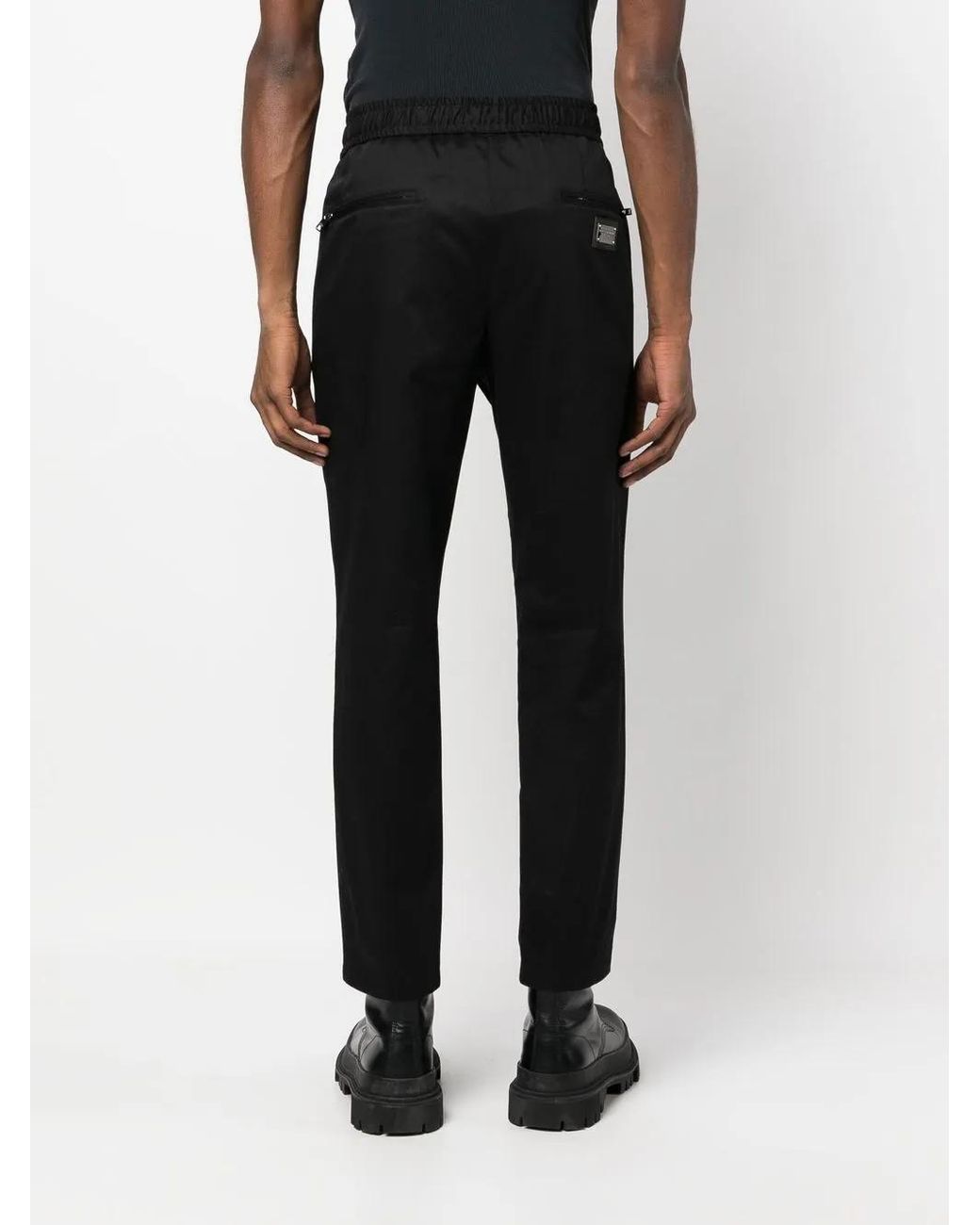 Dolce & Gabbana Black Dg Essentials Stretch-Cotton Track Pants for men