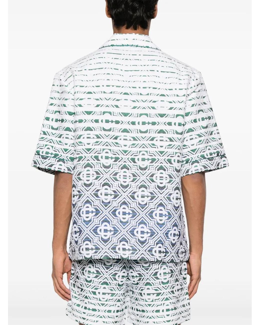 Casablanca Blue Monogram-Gradient Towelling Shirt for men