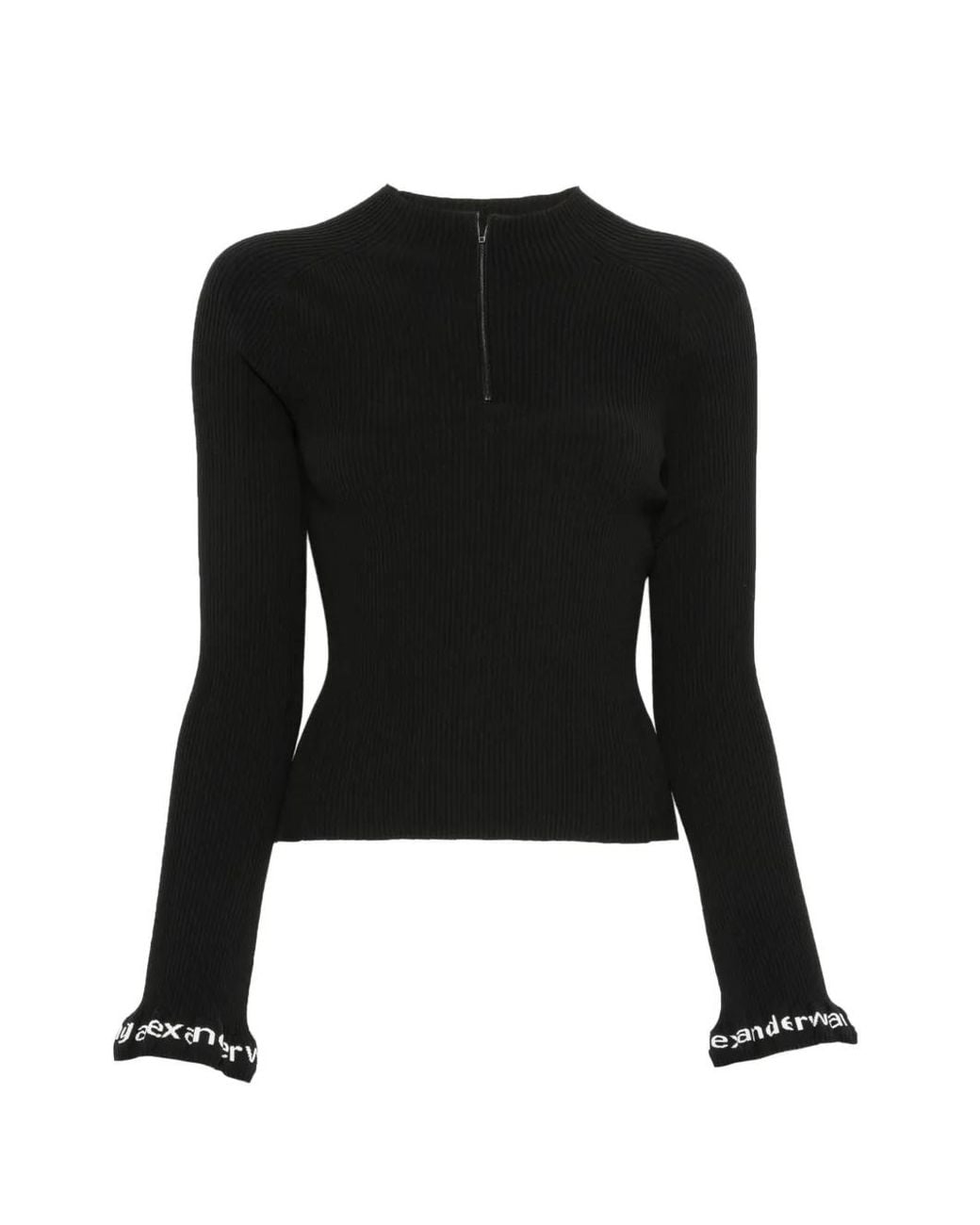 Alexander Wang Black Knitted Sweater With Logo Detail