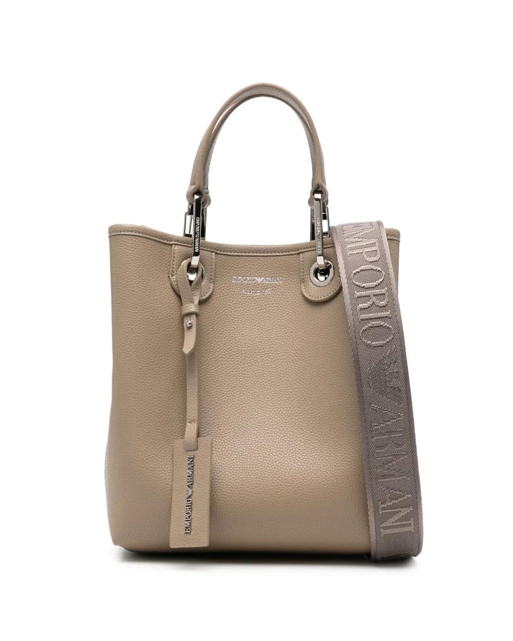 Emporio Armani Natural Grained-Leather Tote Bag