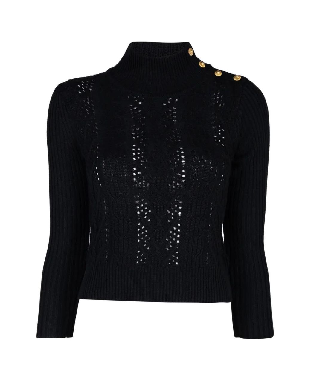 L'Agence Black Kamdyn Cable-Knit Sweater
