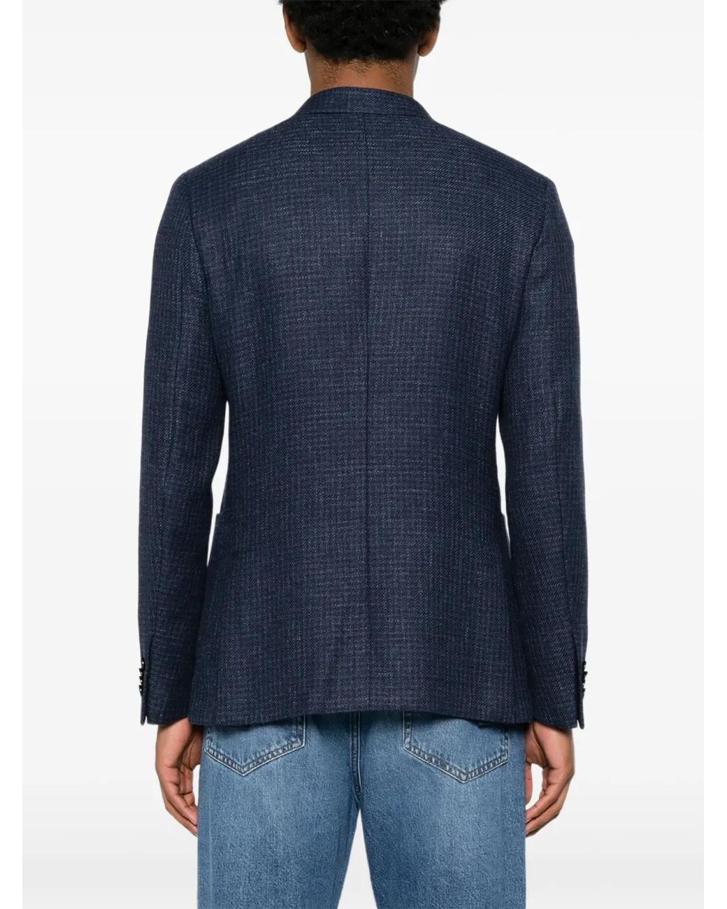 Zegna Blue Two-Button Blazer for men