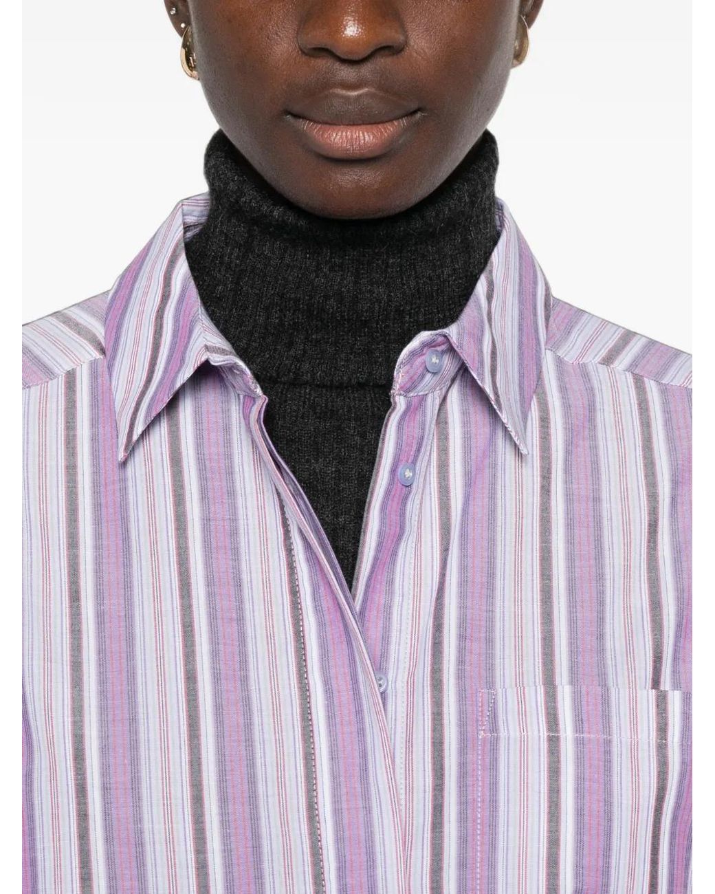 MAISON 123 Purple Marilou Striped Cotton Shirt