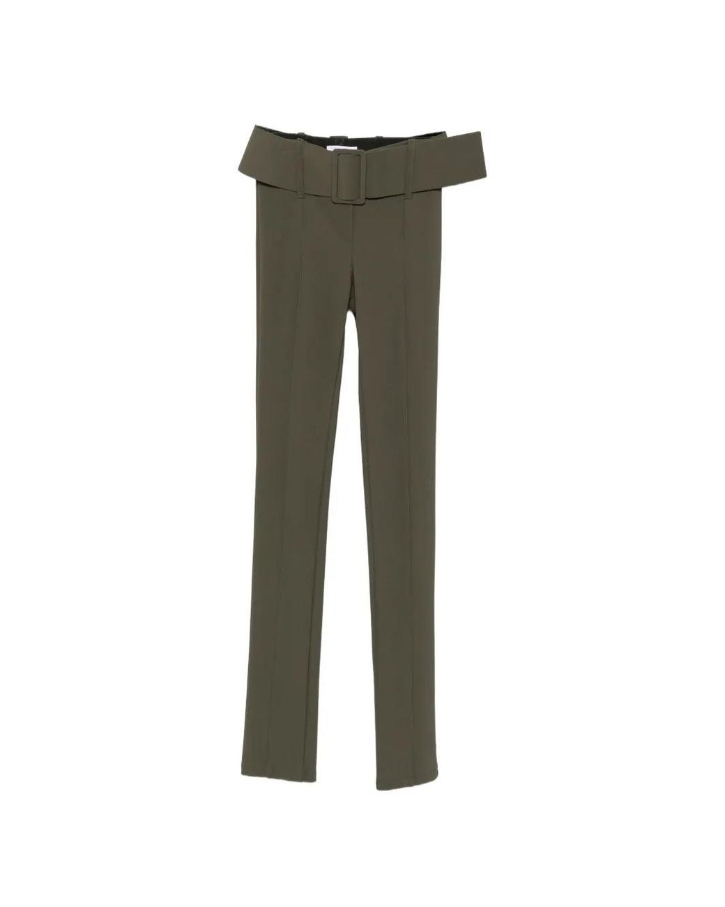 Patrizia Pepe Green Belted Slim-Fit Trousers