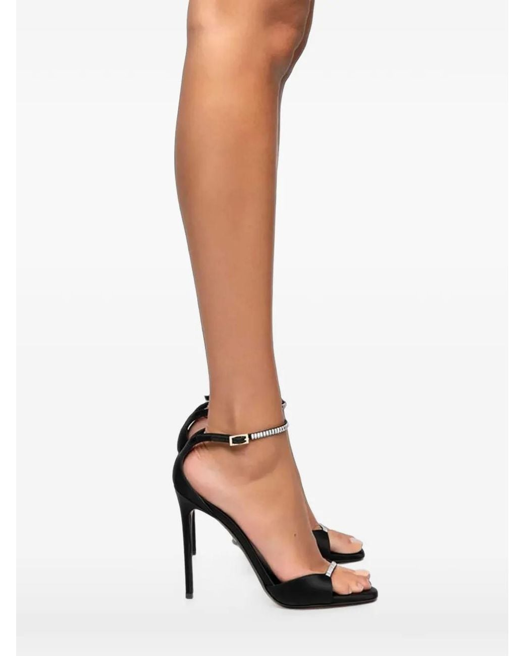 ALEVI Black Ninel Xtal Crystal-Embellished Silk Sandals