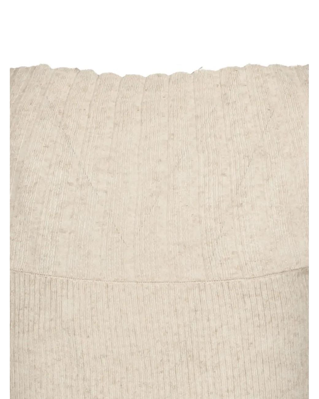 BOHEMSEO White Off-Shoulder Ribbed-Knit Sweater