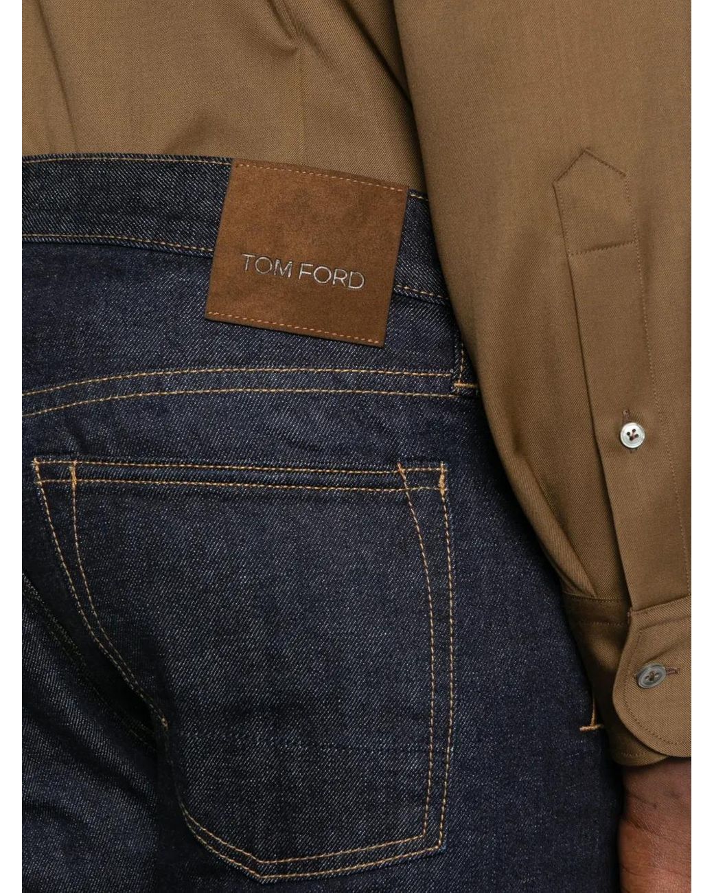 Tom Ford Blue Selvedge Bootcut Cotton Jeans for men