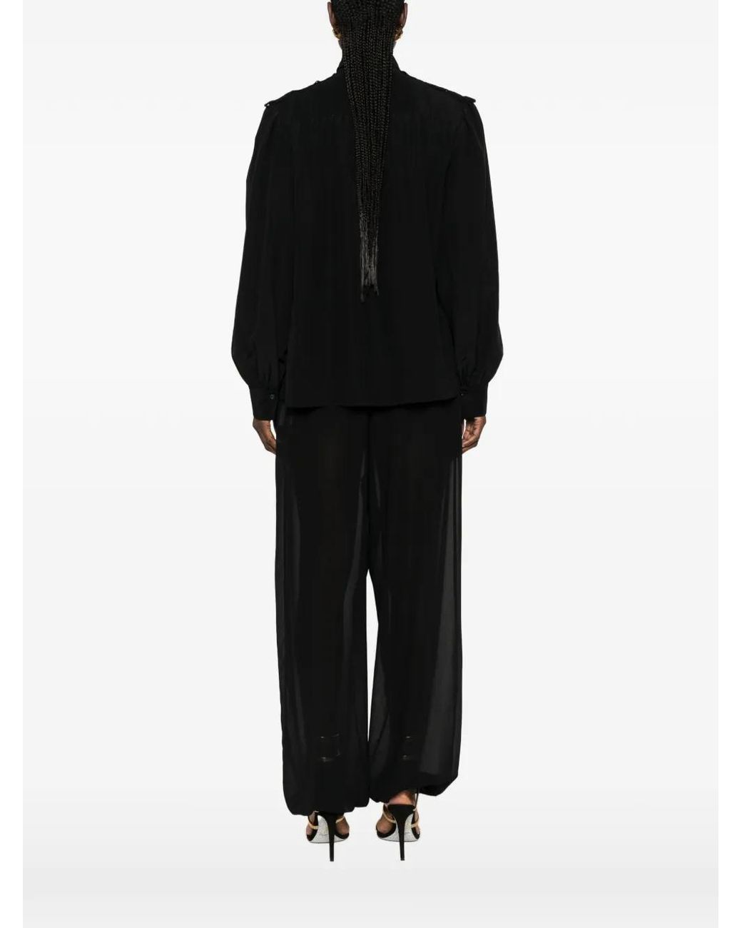 Chloé Black Ruffled Scarf Blouse