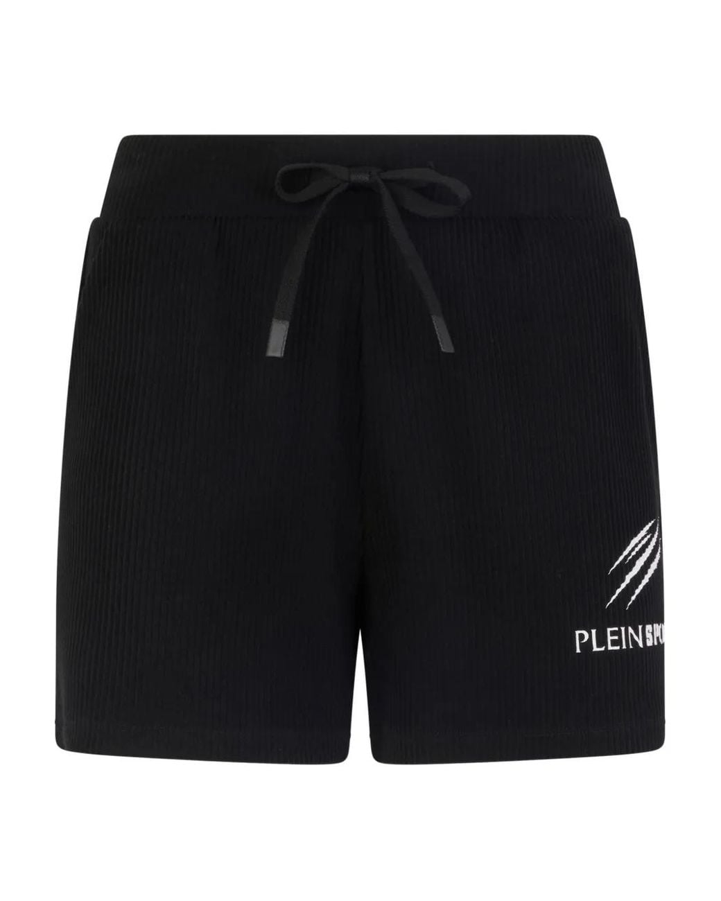 Philipp Plein Black Ribbed Lettering Shorts