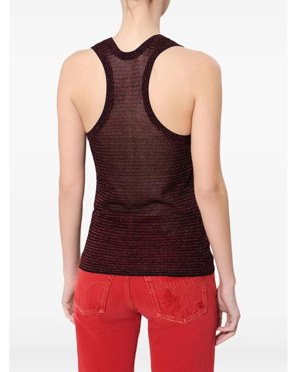 Isabel Marant Purple Cevara Striped Lurex Knit Tank Top