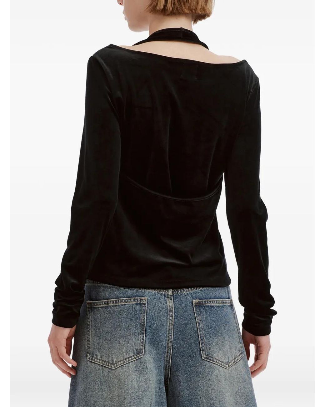 B+ AB Black Velvet Layered-Effect T-Shirt