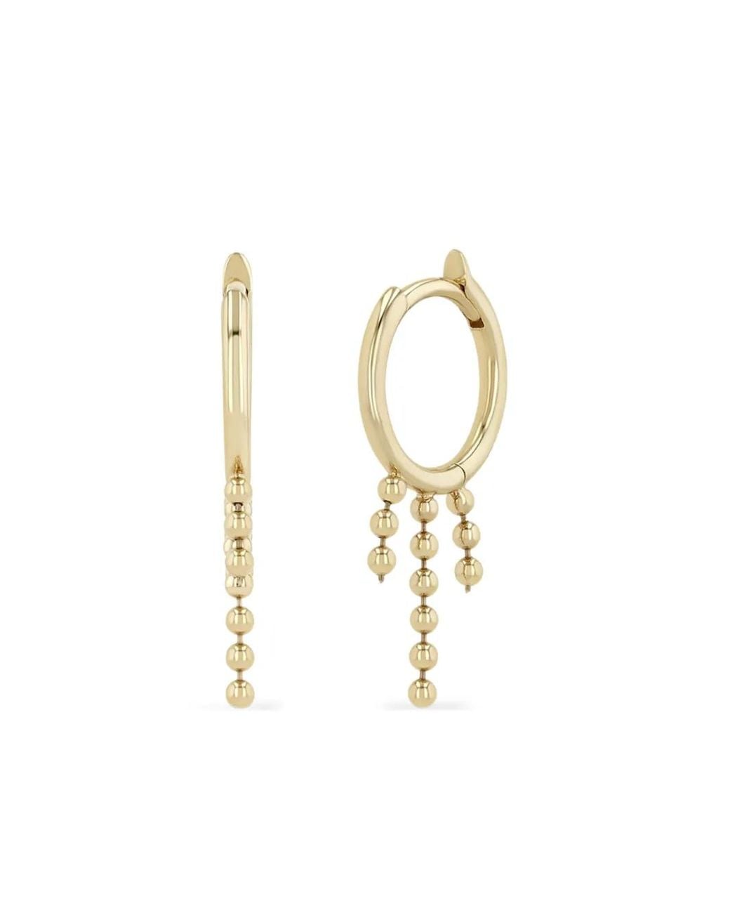 Zoe Chicco White 14Ct Ball-Chain Earrings