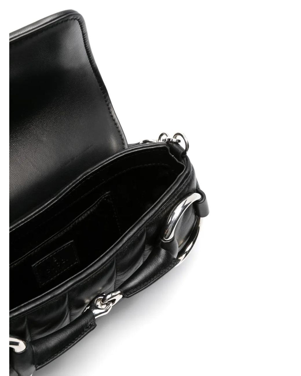 Gucci Black Small Horsebit Chain Leather Shoulder Bag