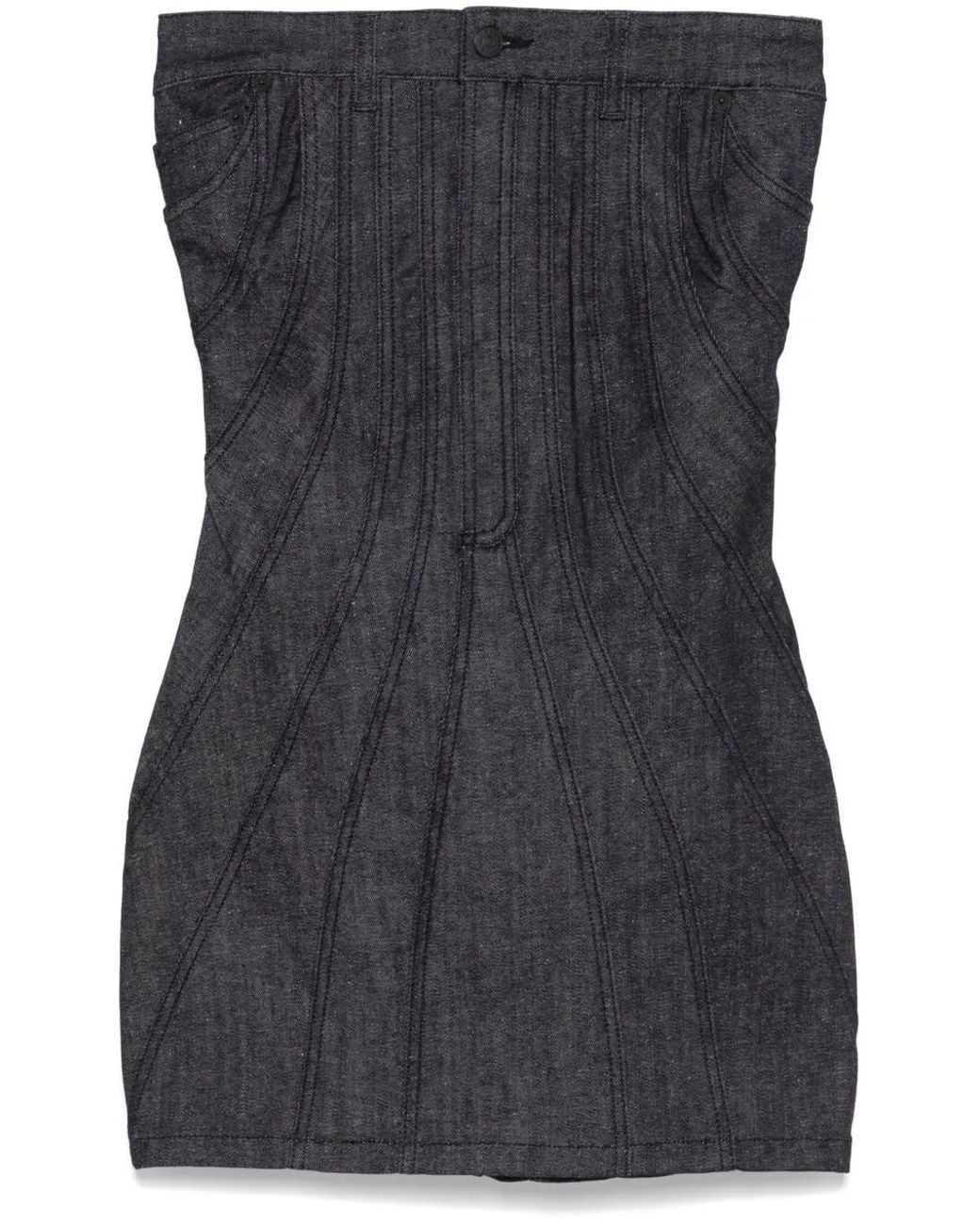 Mugler Blue Strapless Denim Mini Dress