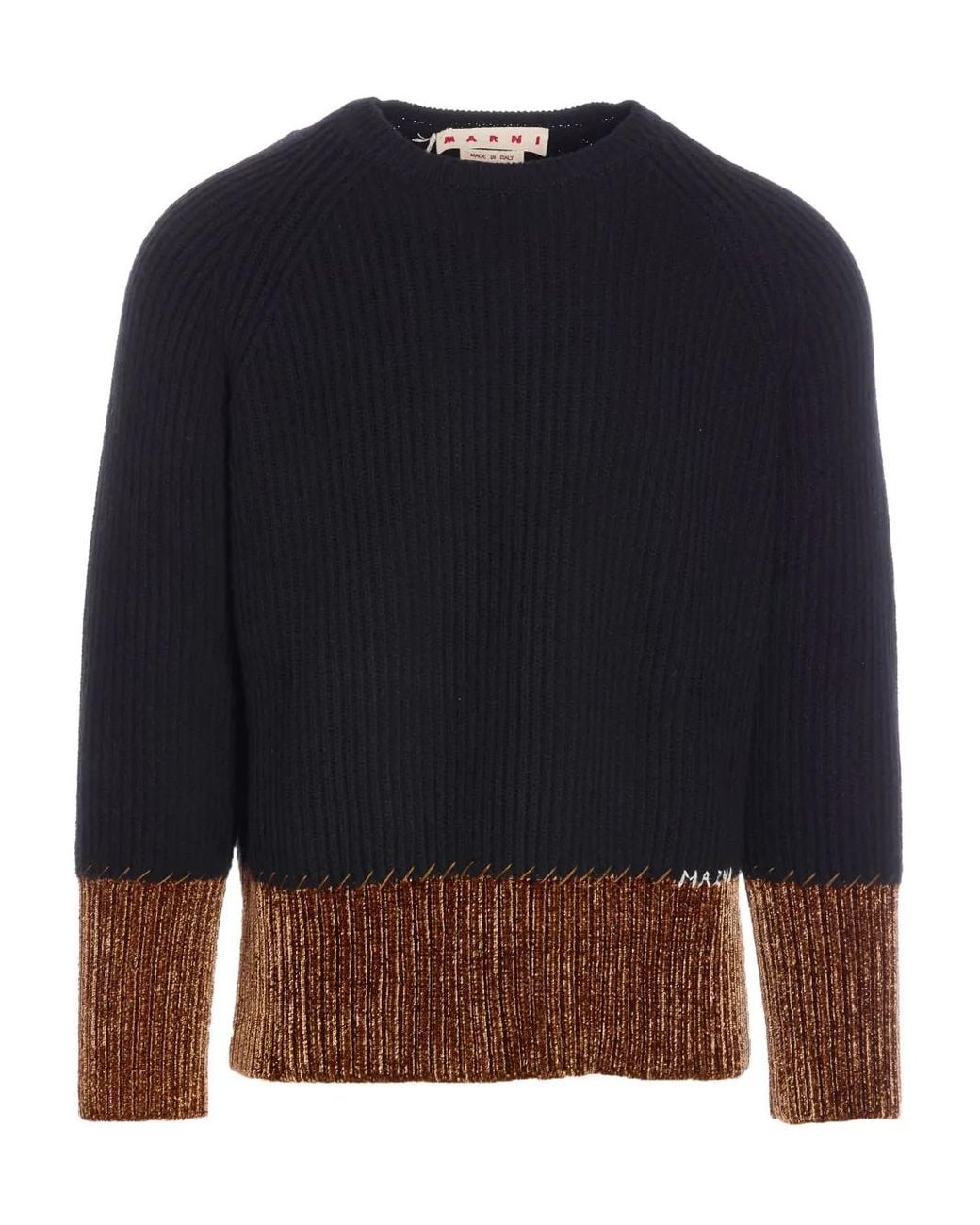 Marni Blue Ribbed Wool Sweater for men