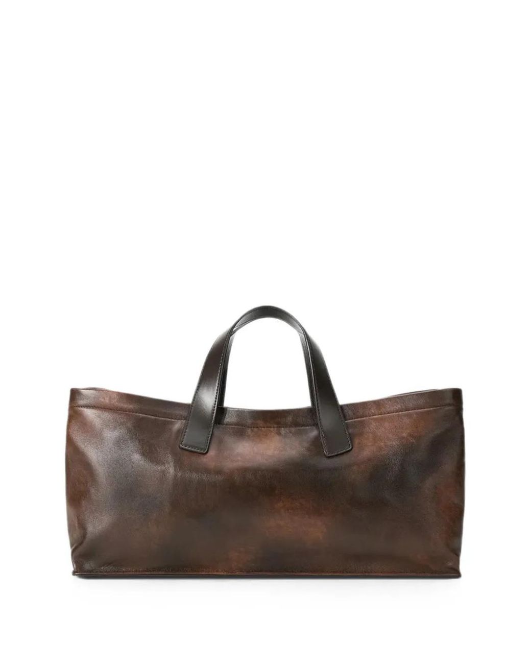 Staud Brown Port Distressed-Leather Tote Bag