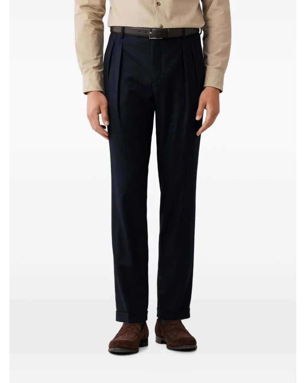 Hackett Blue Double-Pleat Trousers for men