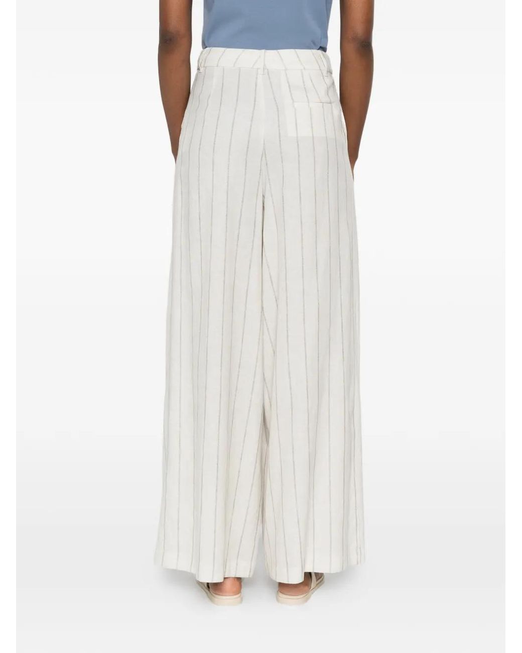 ELEH White Striped Wide-Leg Trousers