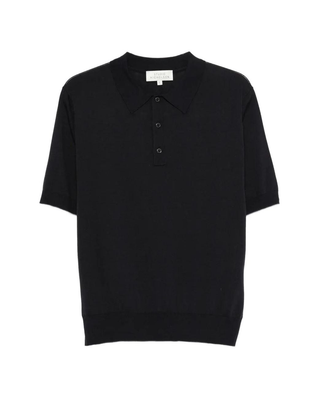 Studio Nicholson Black Polo Arieta Boutonné À Manches Courtes for men