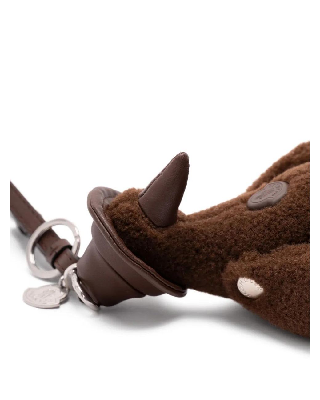 Moncler Brown Monduck Textured Keyring for men