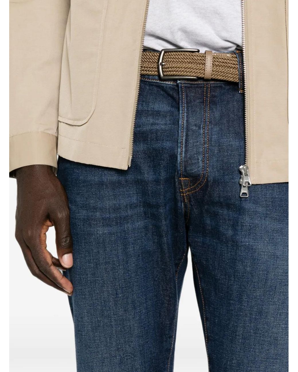 PT Torino Blue Faded Straight-Leg Jeans for men