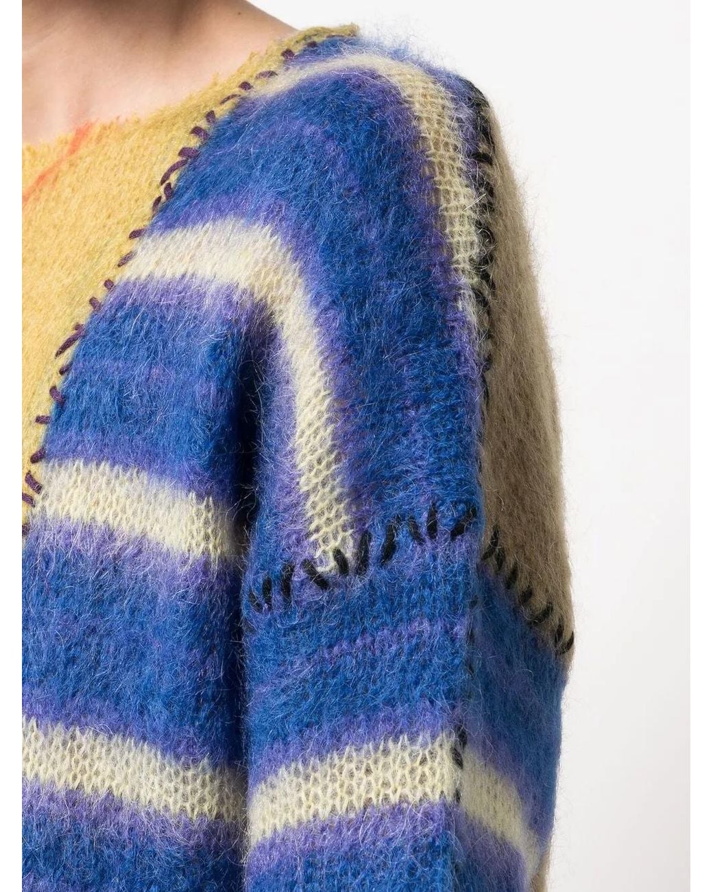 Marni Blue Oversized Patchwork Jumper for men